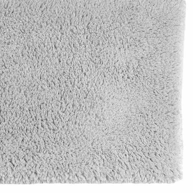 Badteppich Shag grau auf weiß Detail