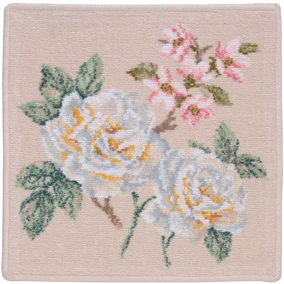 Gesichtstuch Vanilla Rose beige mit rosa Blumenmuster 