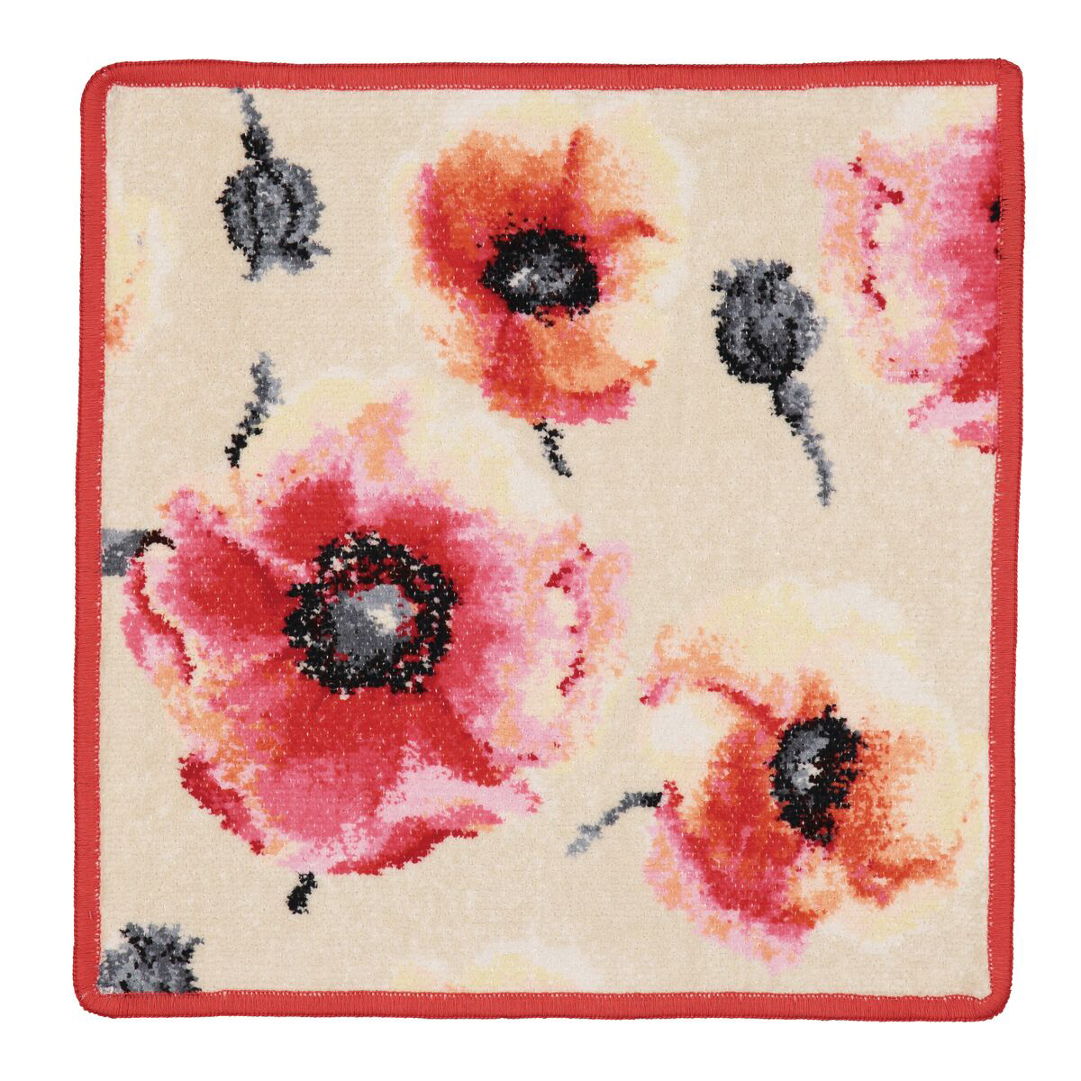 Blumenmuster, Samtiksdecke, Rot, Beige, Floral-Design, 