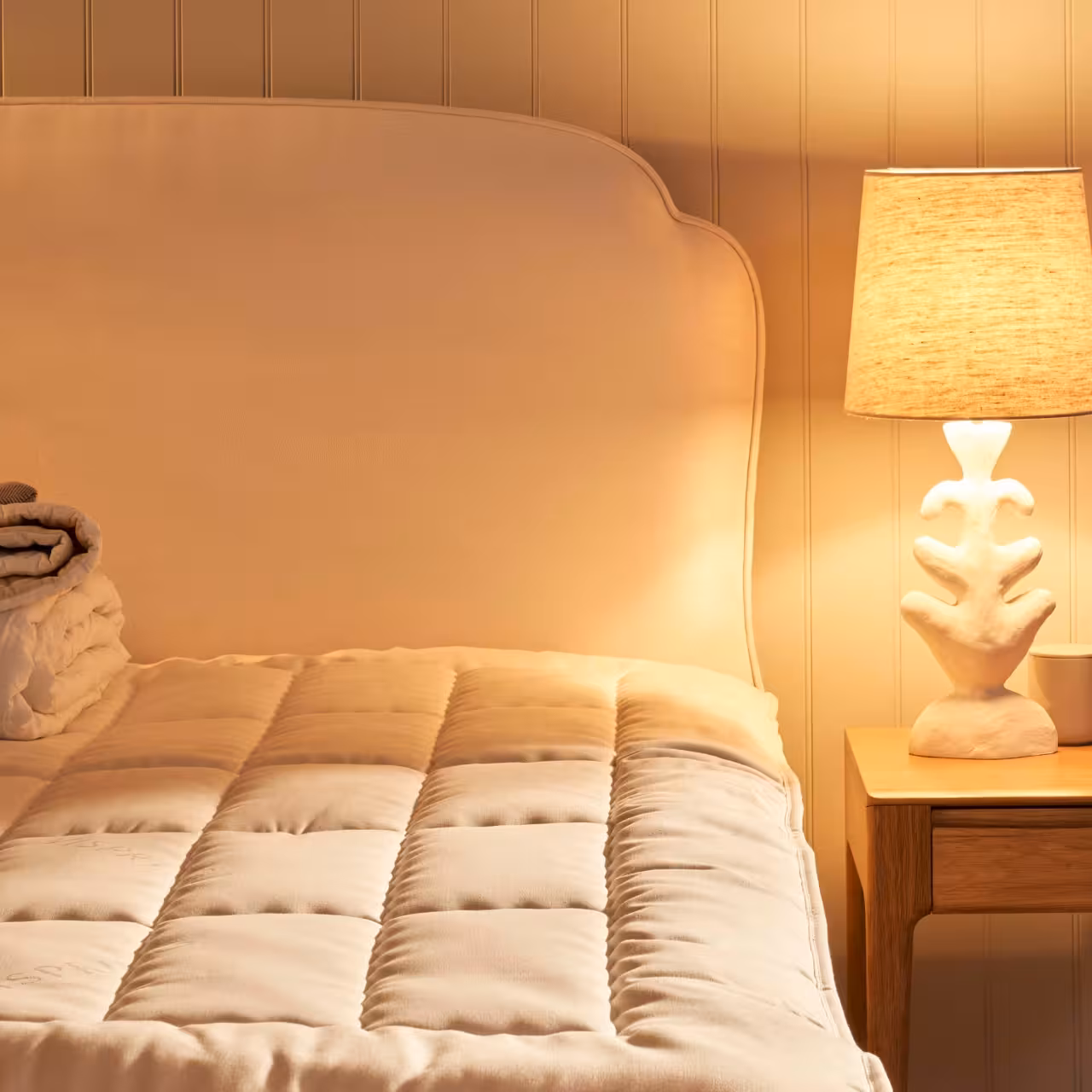 Matratzenauflage, Steppbett, Beige, Kastensteppung, Gepolstert, 
