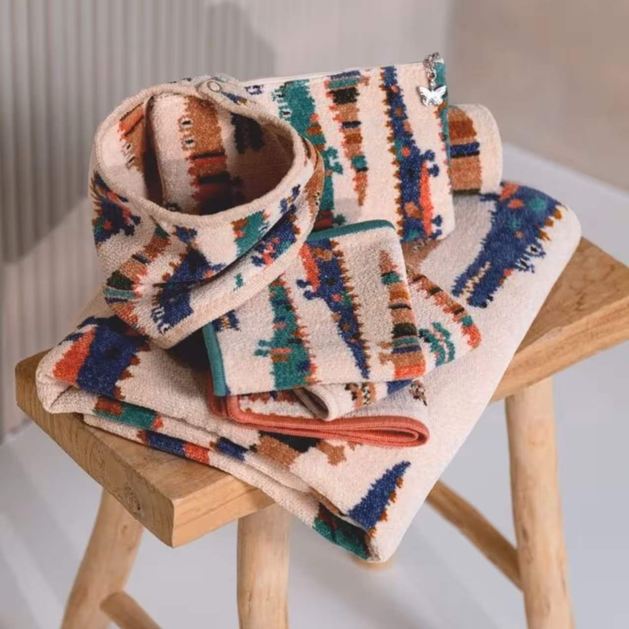 handtuch, tuch, geometrischer muster, mehrfarbig, frottee, 
