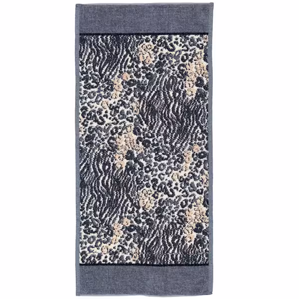 Chenilletuch Animal Blend grau mit Leomuster