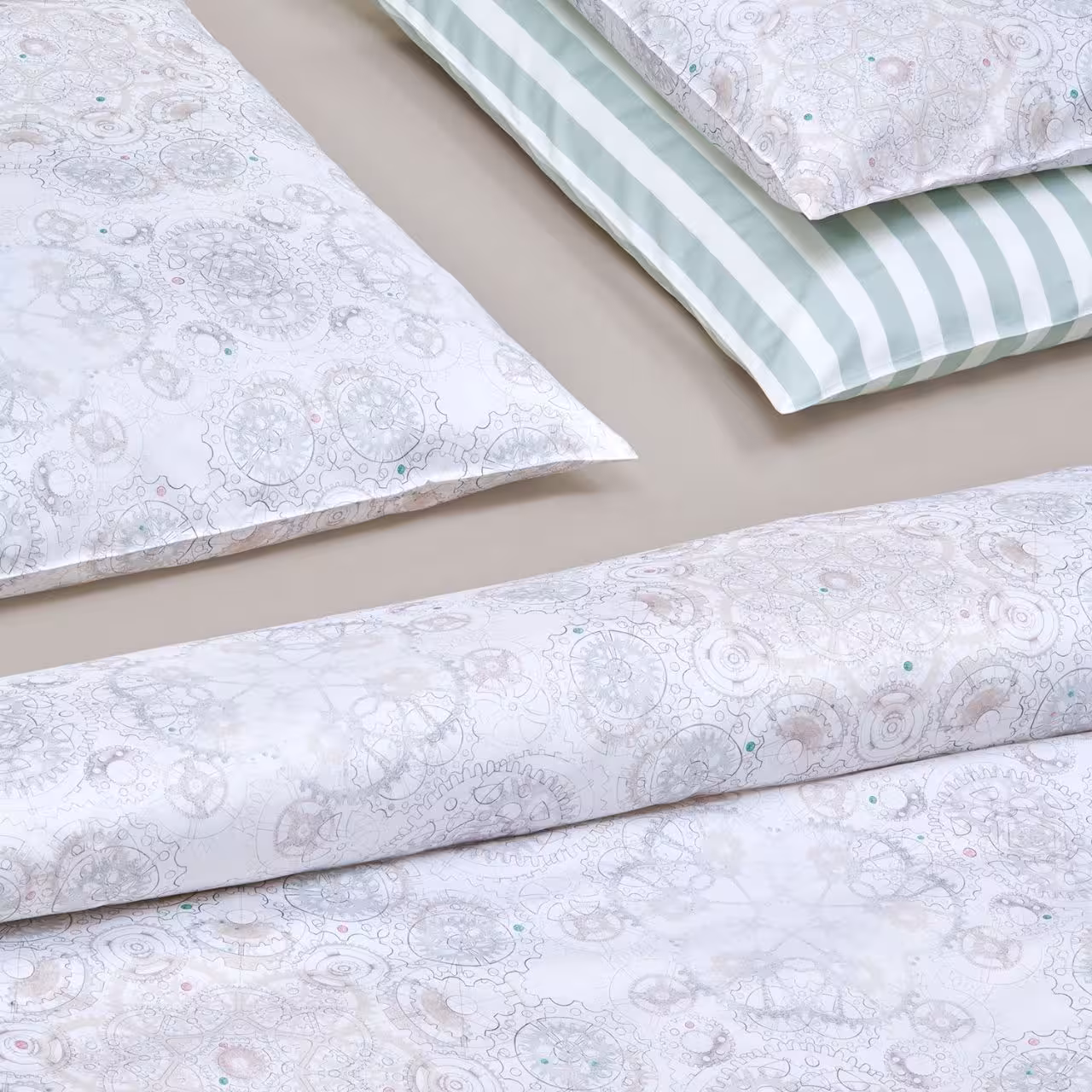 Bettwäsche Orario weiß und beige Detailbild