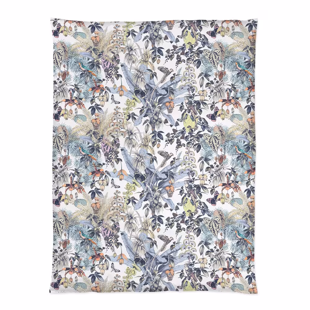 Wandteppich, Botanischer Druck, Blättermuster, Mehrfarbig, Tropisches Design, Bettdecke Perelin buntes Blumenmuster Draufsicht
