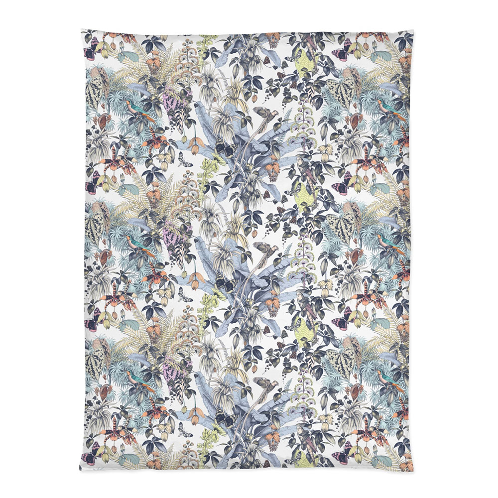 Wandteppich, Botanischer Druck, Blättermuster, Mehrfarbig, Tropisches Design, Bettdecke Perelin buntes Blumenmuster Draufsicht