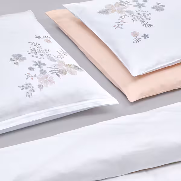 Kissenbezug, Kissenbezug mit Stickerei, Kissen, Bettwäsche, Blumenmuster, 
