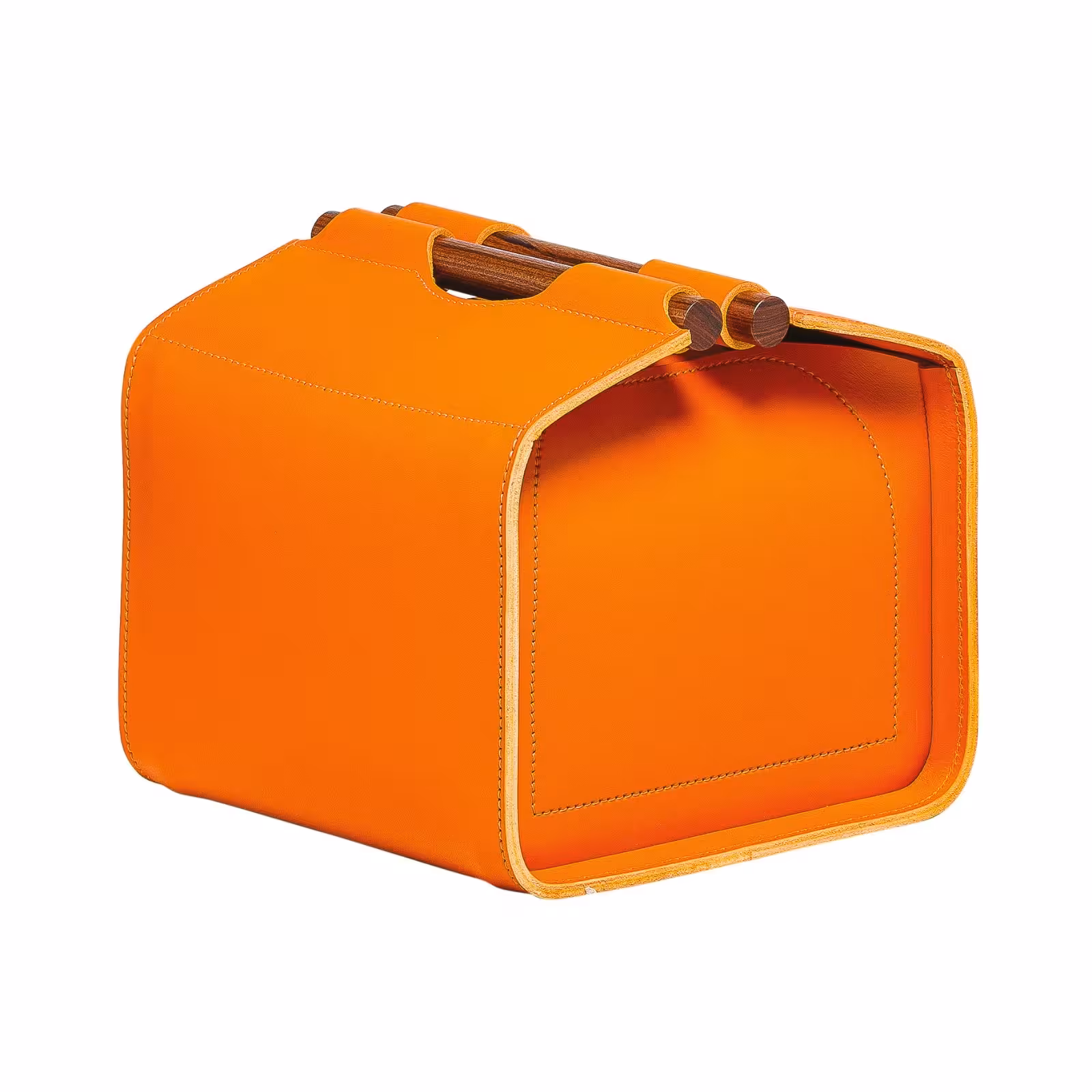 Aufbewahrung Jota Leder und Holz orange