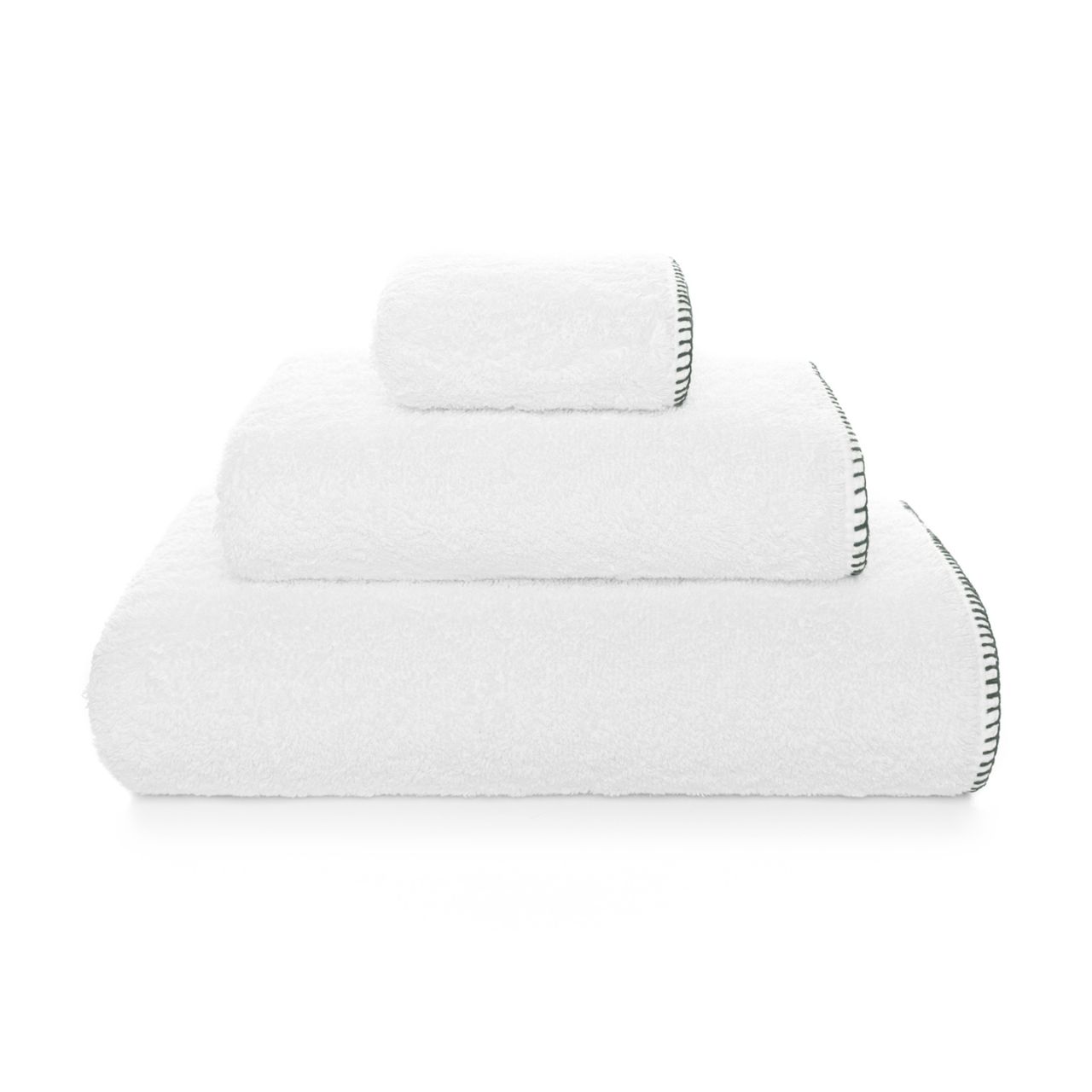 Badehandtuch, Weiß, Tuchset, Frottee, Spitzennaht, 