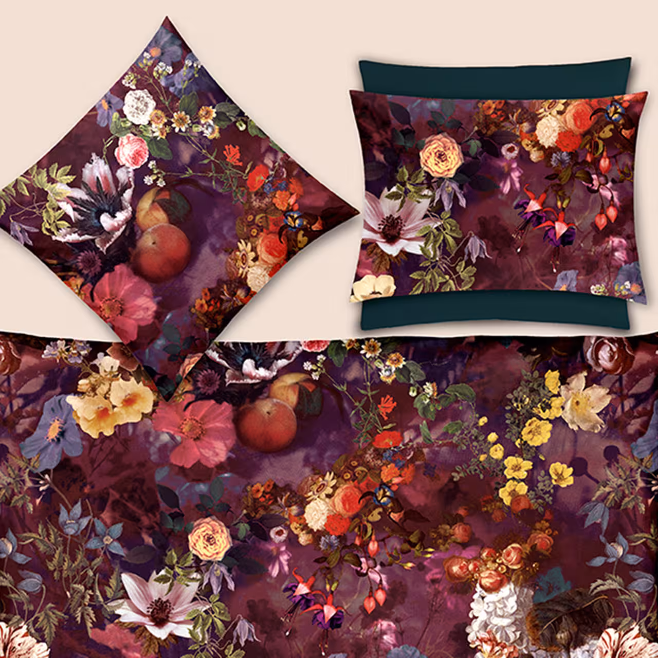 Kissenbezug, Blumenmuster, Florales Design, Kissen, Dekokissen, 