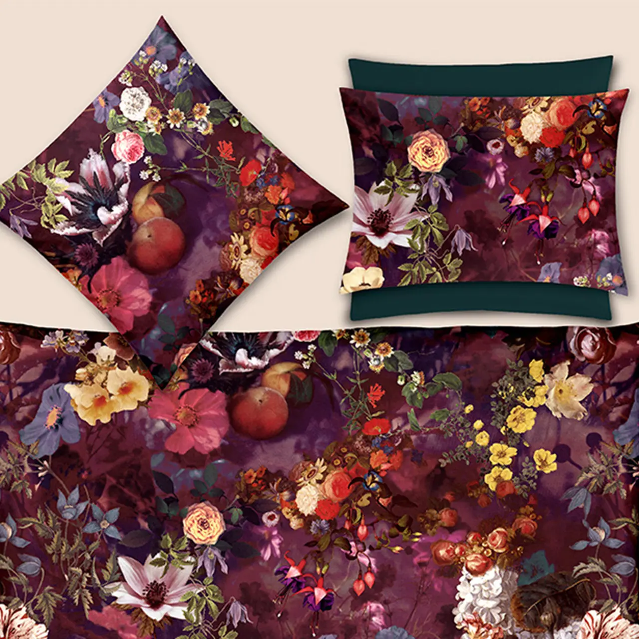 Kissenbezug, Blumenmuster, Florales Design, Kissen, Dekokissen, 