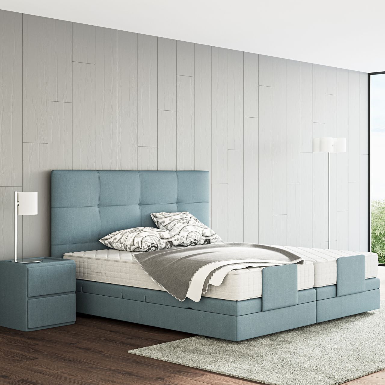 Polsterbett EOS Relax hellblau in Schlafzimmer     