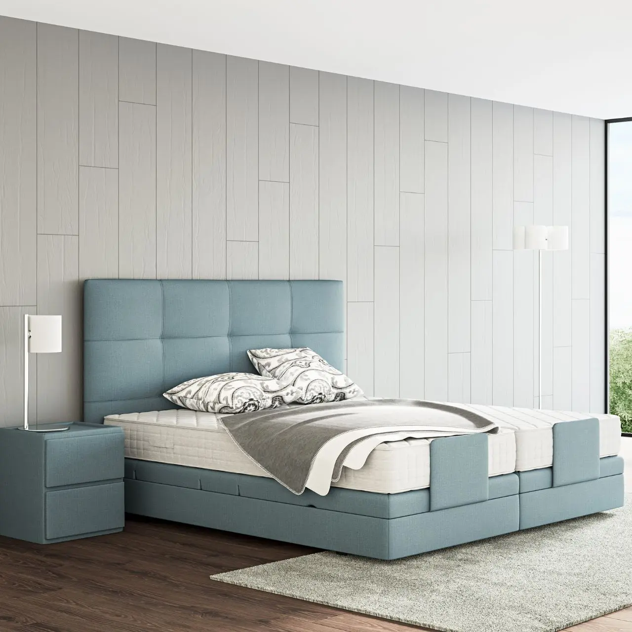 Polsterbett EOS Relax hellblau in Schlafzimmer     
