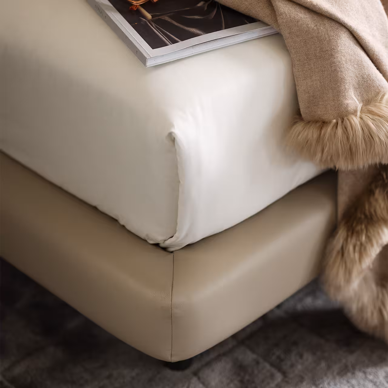 Bett Complete Ono beige Fußteil in Schlafzimmer