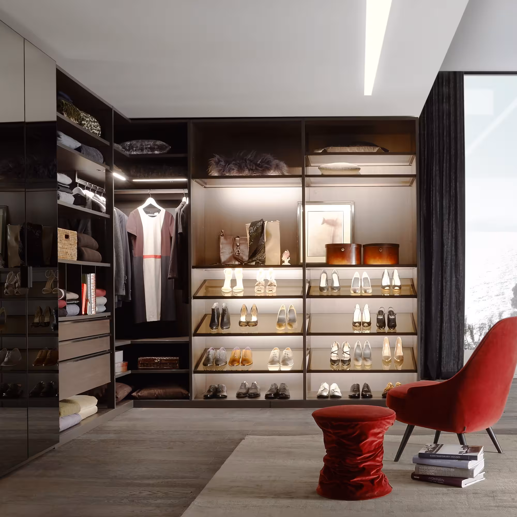 Regalsystem Centric holzfarben Ankleidezimmer Ambiente