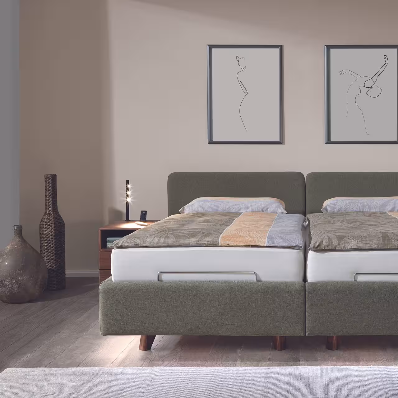 Komfortbett Cortina grün in Schlafzimmer