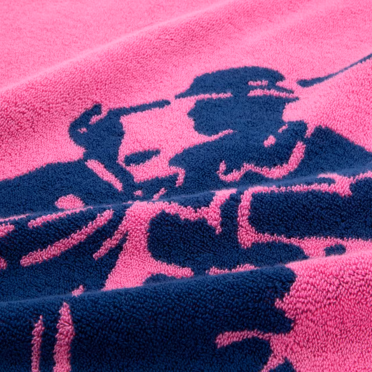 Strandlaken Polo Player navy, pink Detail