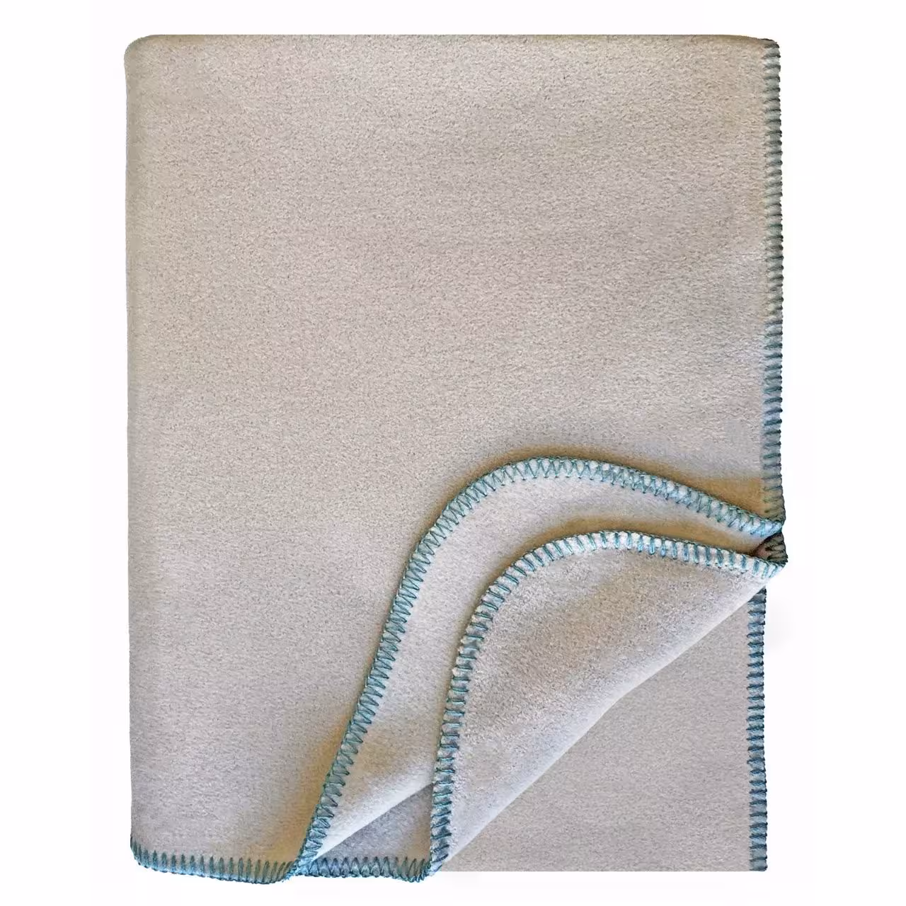 Fleece-Decke, Kuscheldecke, Zickzackstich, Beige, Großformat, 