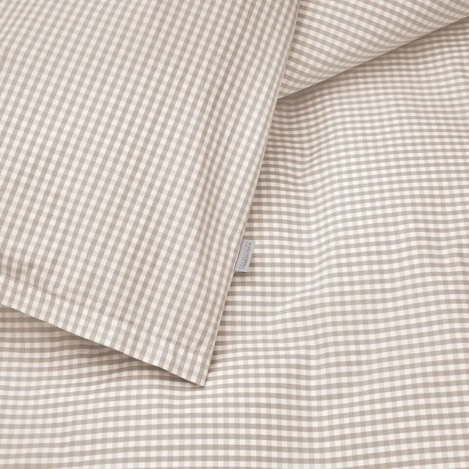 Bettwäschegarnitur Andrin beige weiß kariert Detail