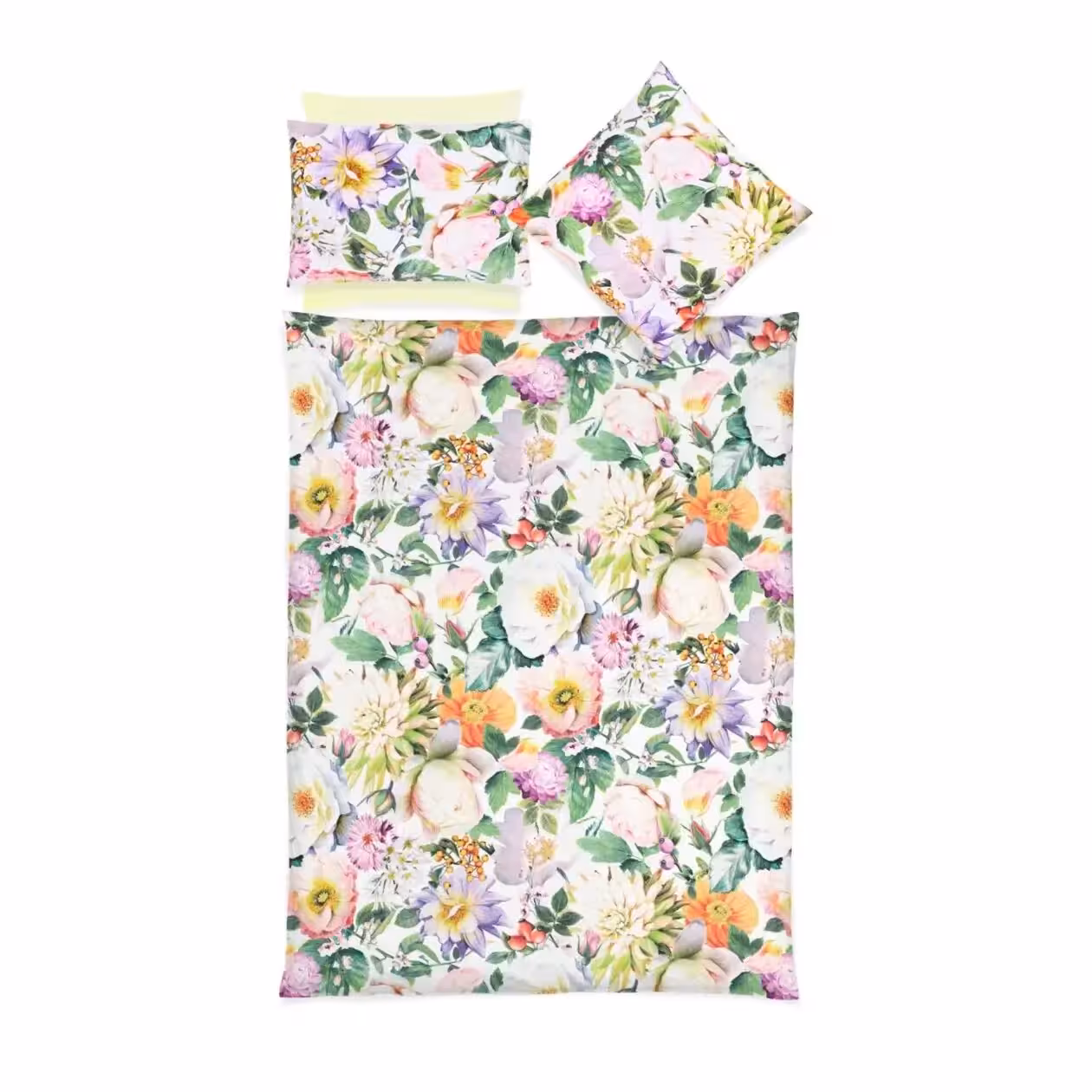 Bettwäsche Fiorenza weiß bunt mit Blumenmotiv Garnitur Draufsicht