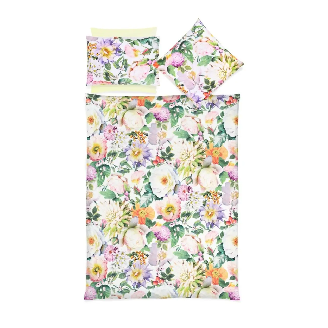 Bettwäsche Fiorenza weiß bunt mit Blumenmotiv Garnitur Draufsicht