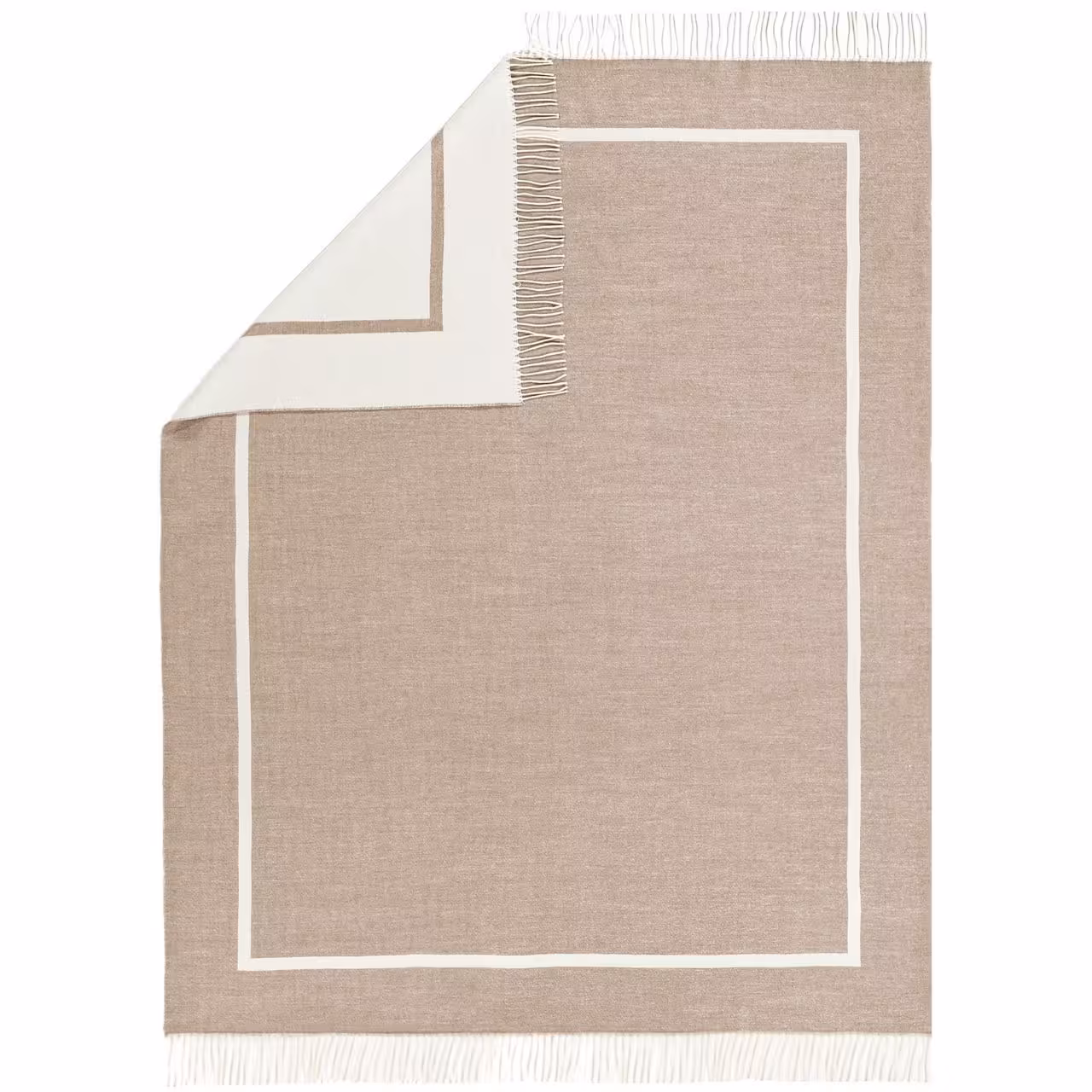 Teppichteppich, Wurfteppich, Beige, Geometrisches Muster, Fransen, 