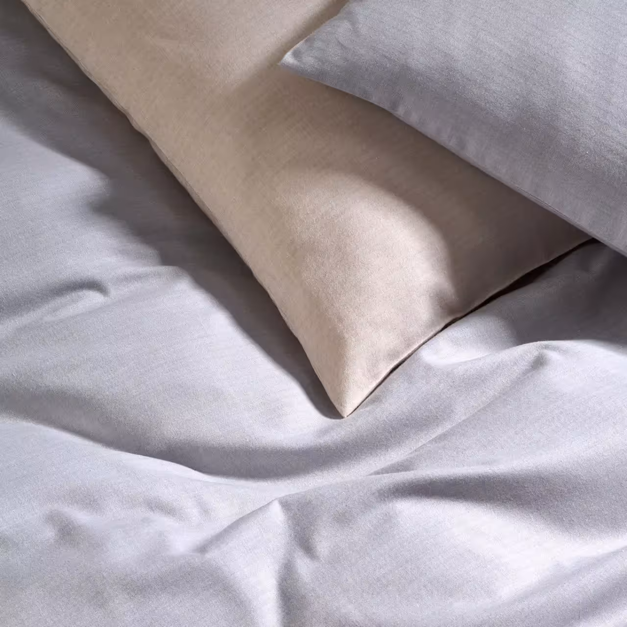 Bettwäsche Flanell beige und grau Detail