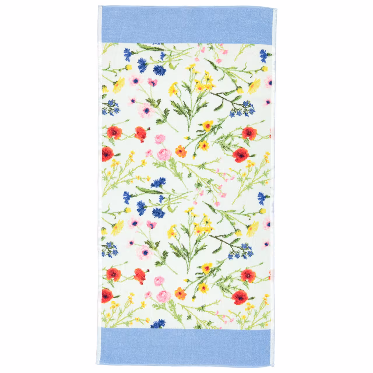 Chenilletuch Flower Meadow blau mit Blumenmuster
