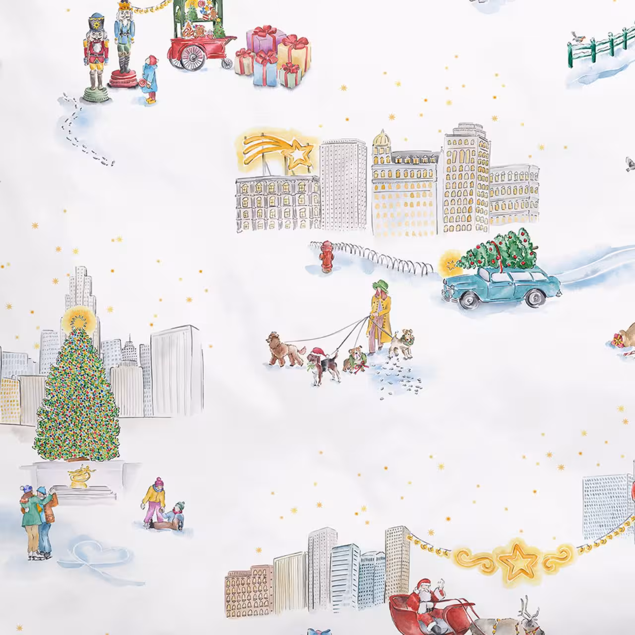 Weihnachtsstadt, Stadtlandschaft, Schnee, Weihnachtsbaum, Weihnachtsdekoration, 