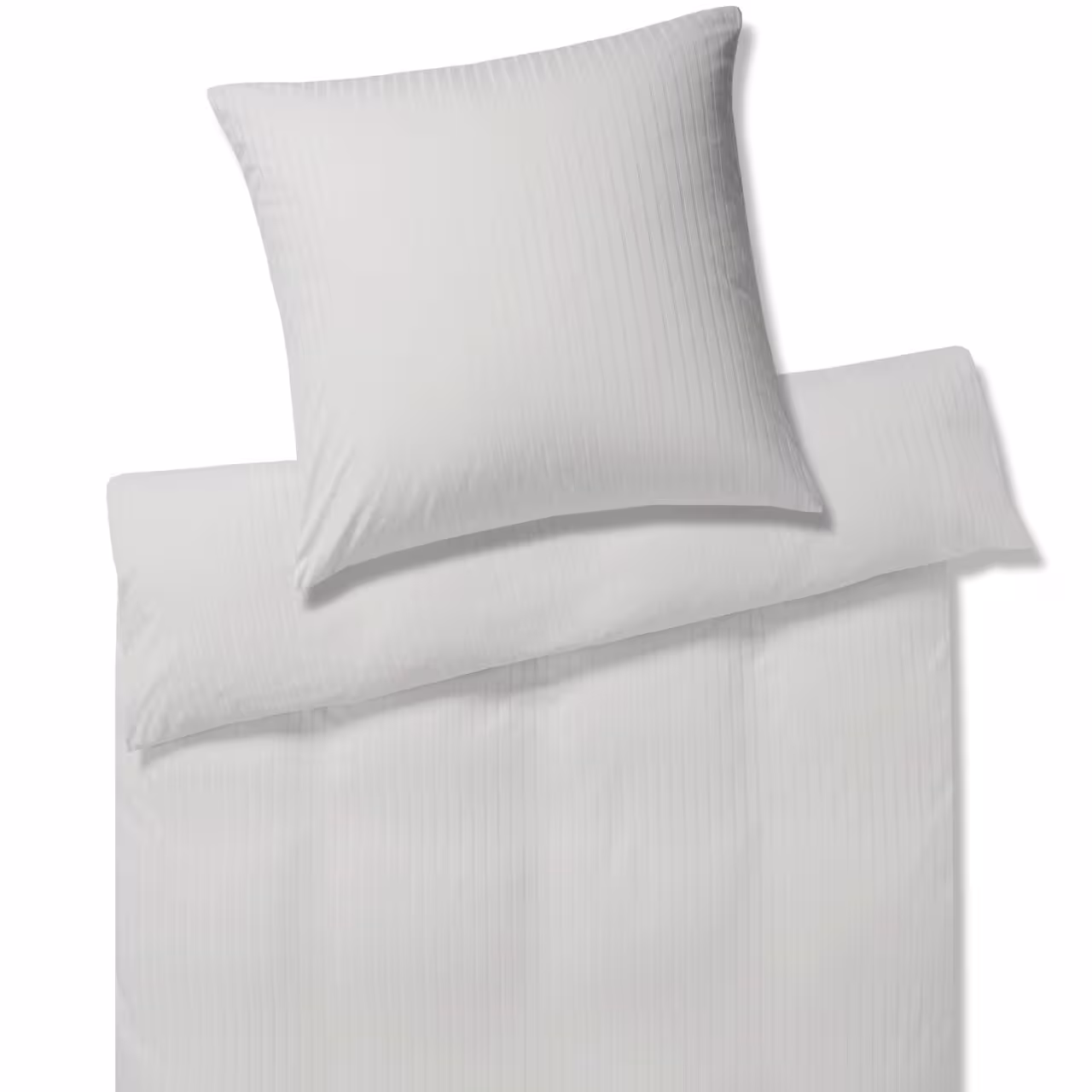 Bettwäsche Garnitur Solid Jersey wollweiß mit Streifen Draufsicht