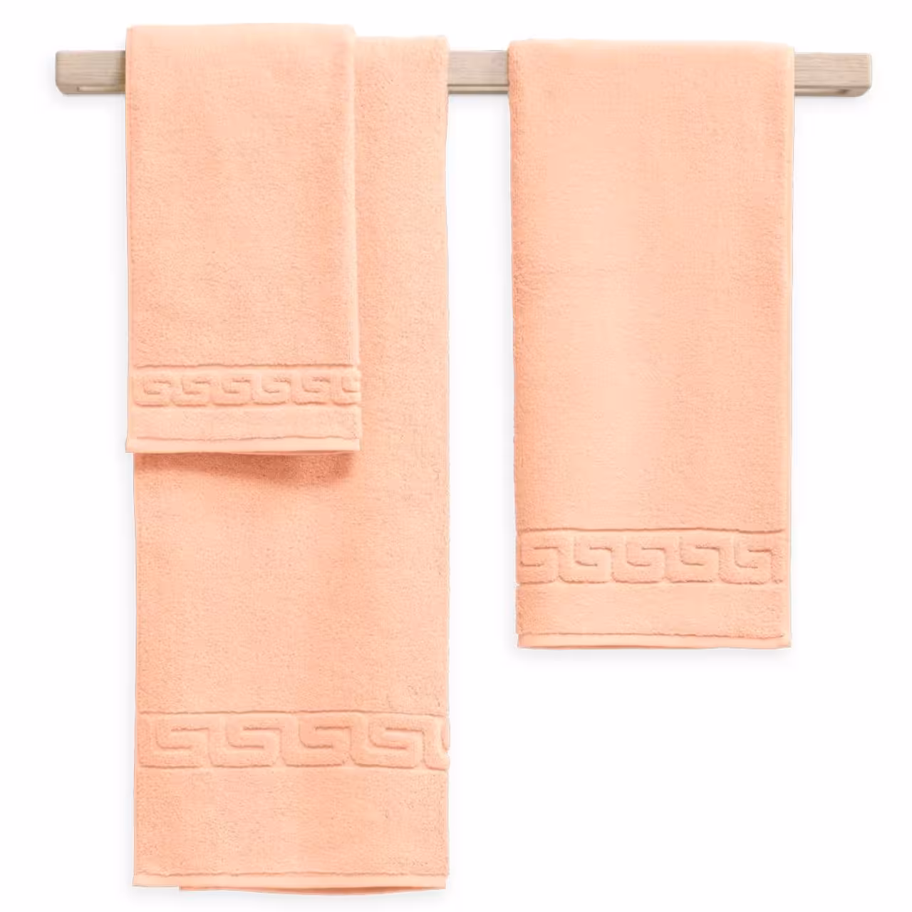 Handtuchset, Frottee, Apricot, Drei Größen, Zierbordüre, 