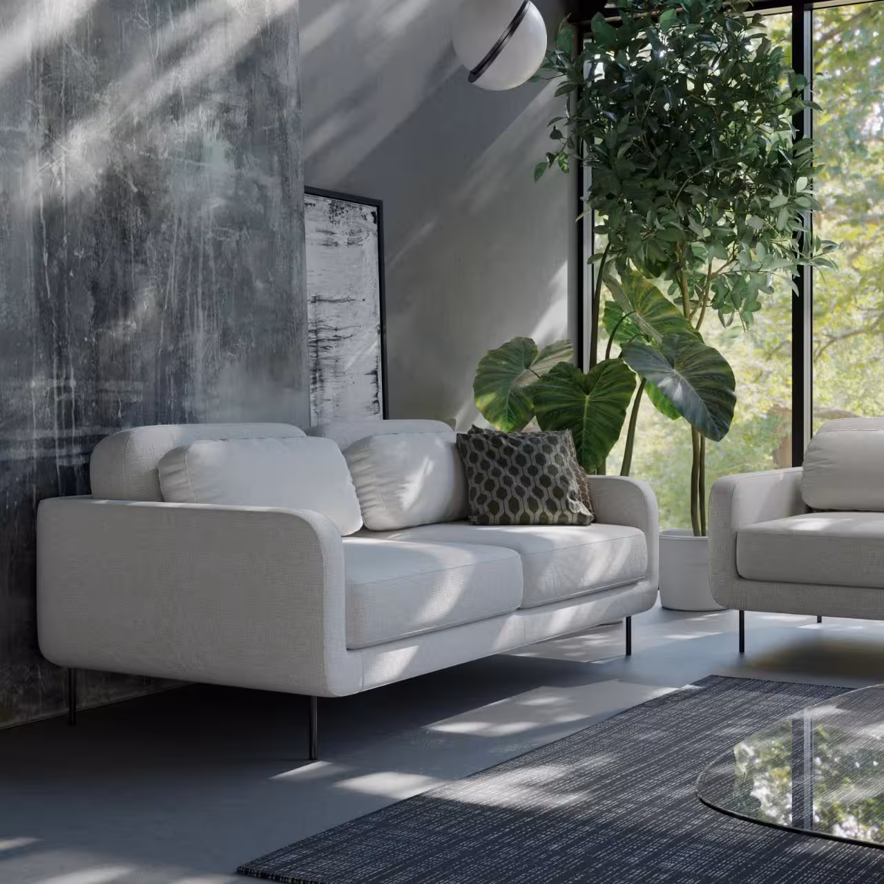 sofa, wohnzimmer, modern, drei sitter, hellgrau, 