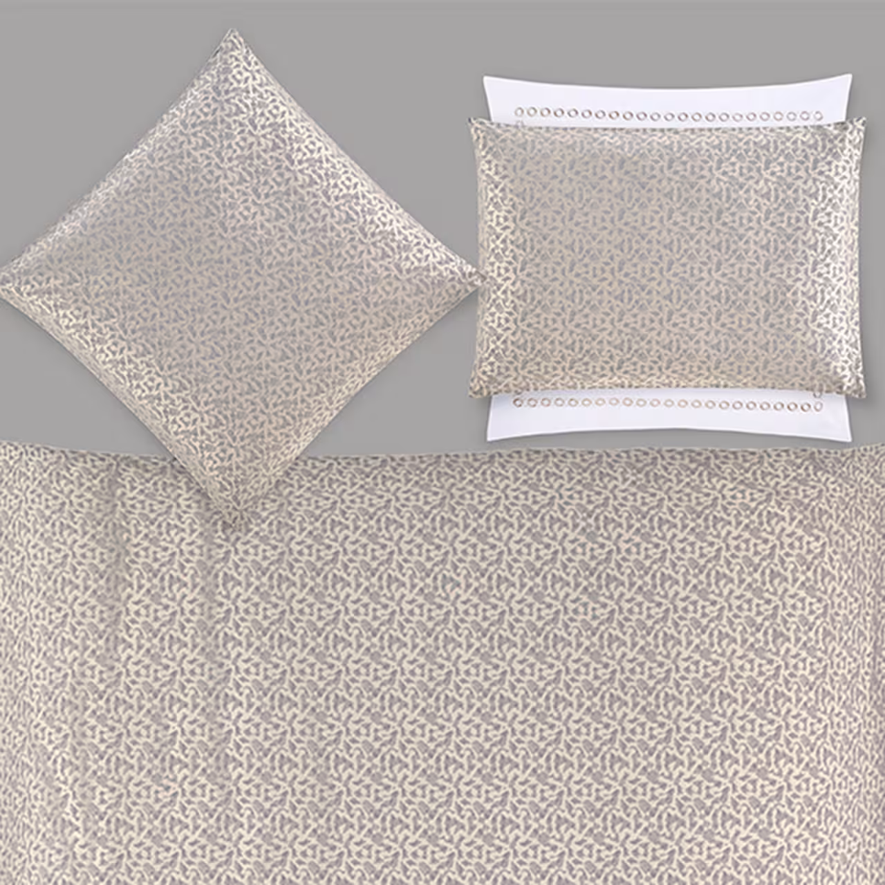 Bettwäsche, Kissenbezug, Leinenstruktur, Beige, Muster, 