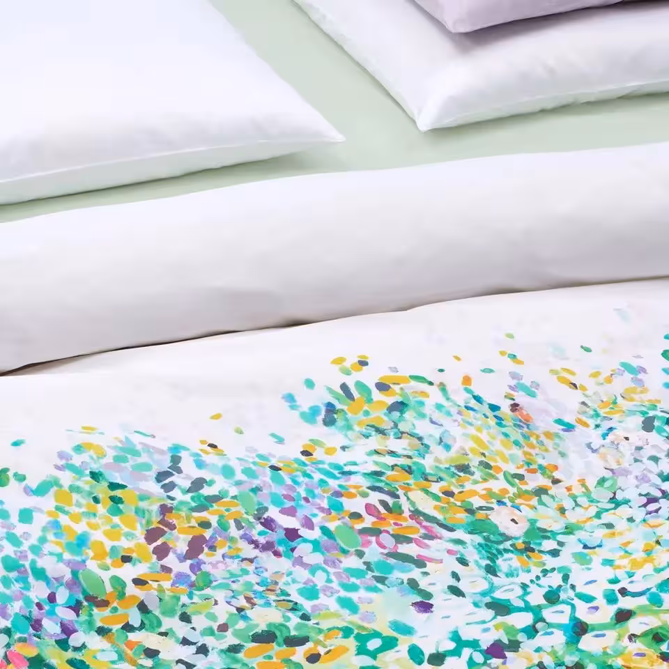 Bettwäsche Greenery weiß und bunt Detailbild