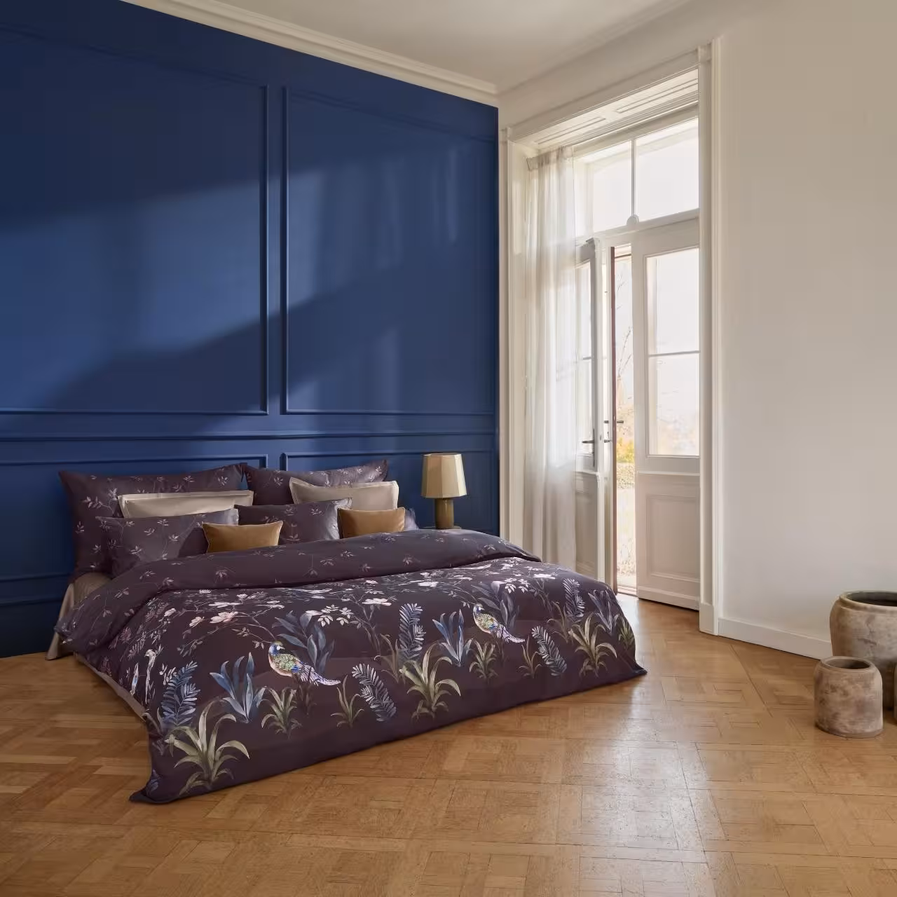 Bett, Bettwäsche, Druck, Pflanzenmuster, Kopfkissen, 