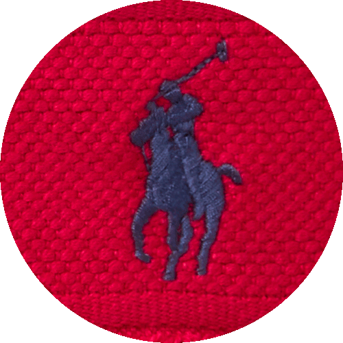 Farbmuster Frottier Stickerei Polo Player rot