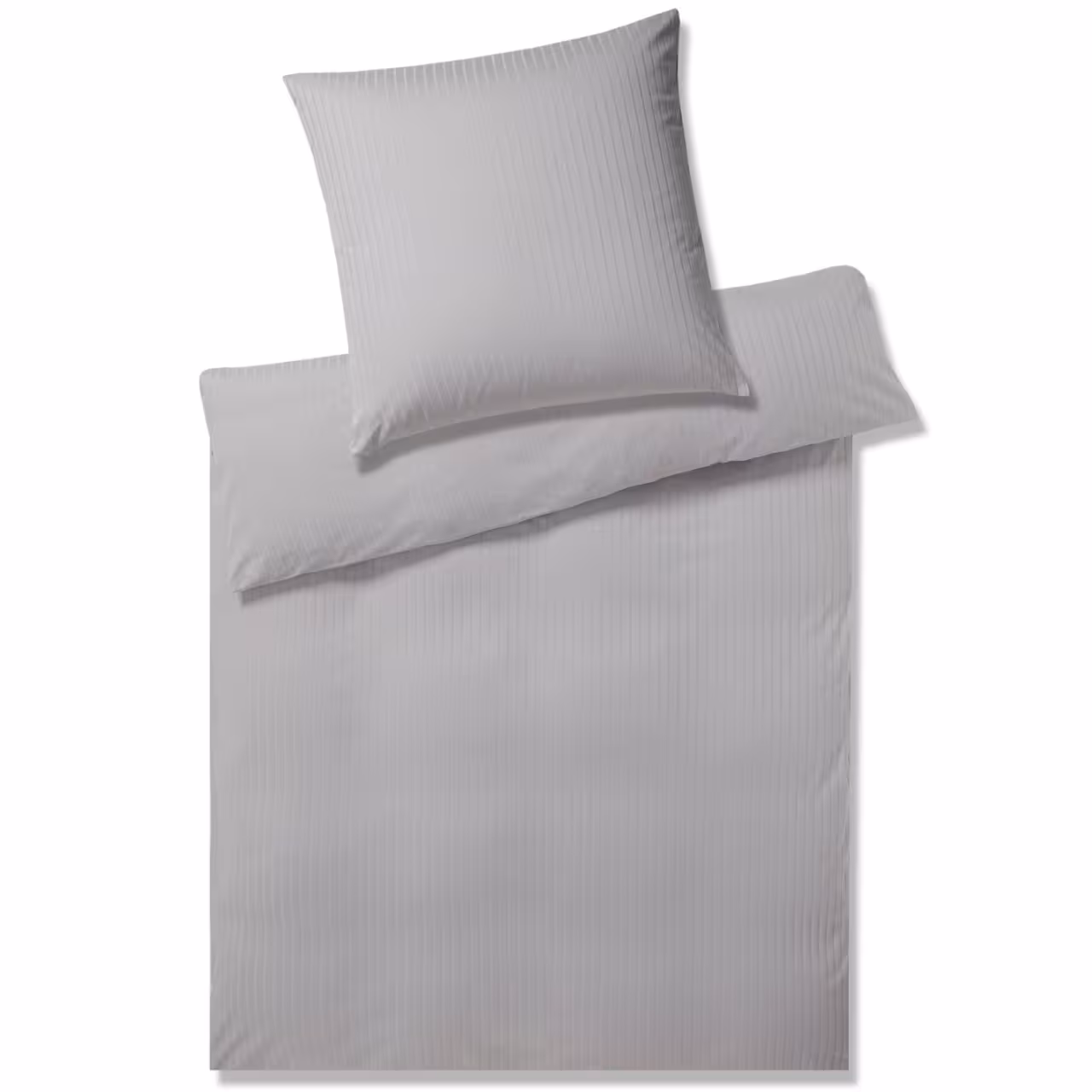 Bettwäsche Garnitur Solid Jersey greige mit Streifen Draufsicht