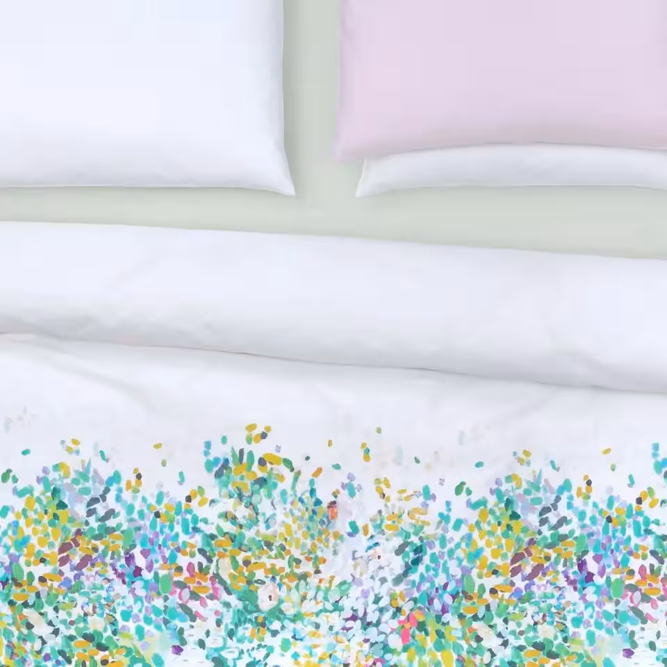 Bettwäsche Greenery weiß und bunt Detailbild