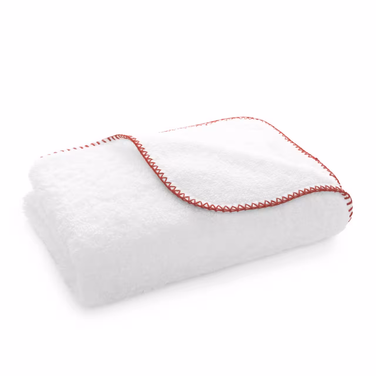 Towel, Hand towel, white, red stitching, folded towel, 