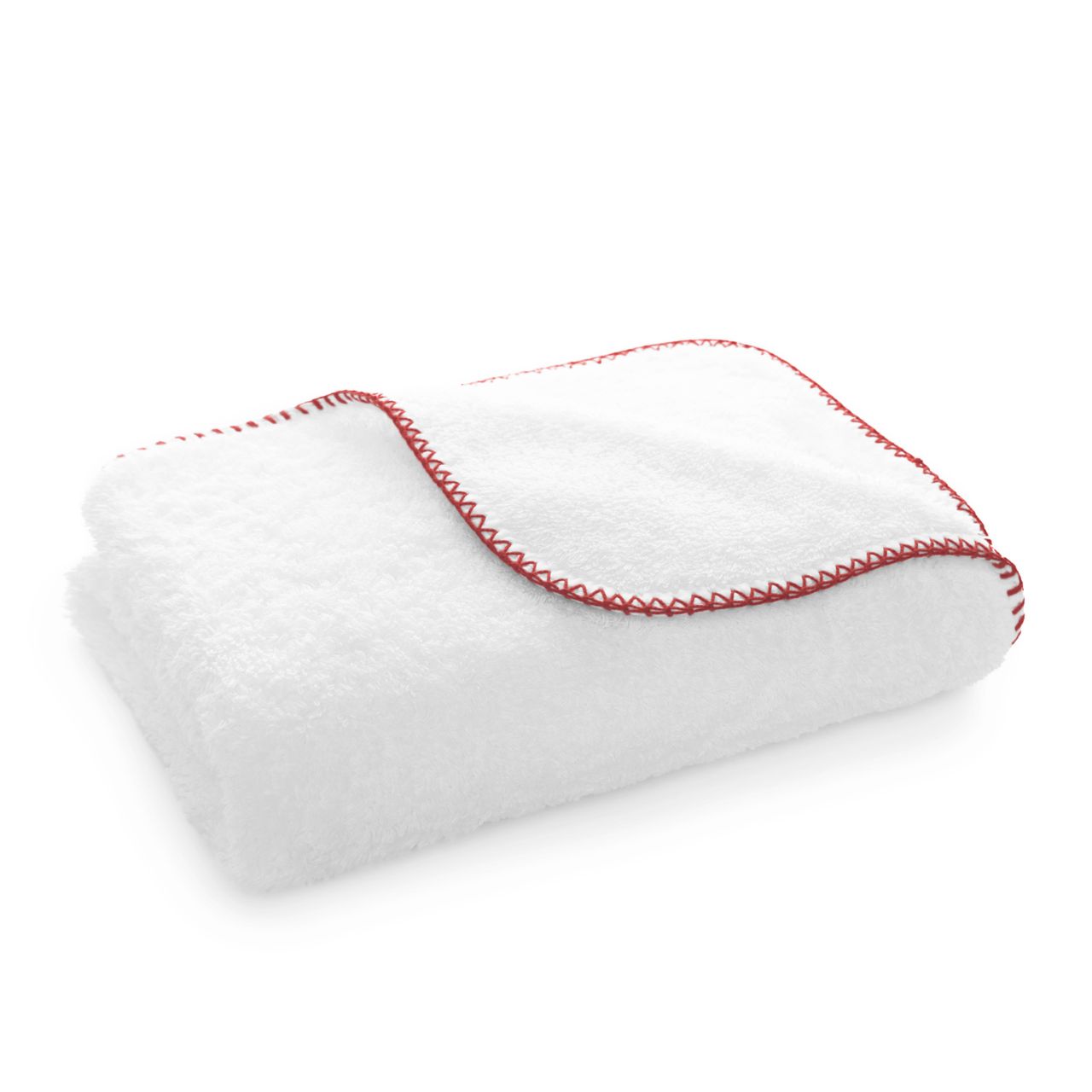 Towel, Hand towel, white, red stitching, folded towel, 