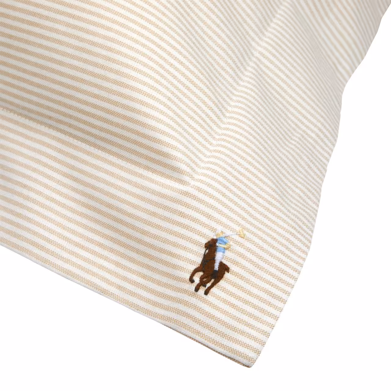 Polohemd, Beige Streifen, Seilstich, eingestickter Polo-Spieler, Casualoberteil, 