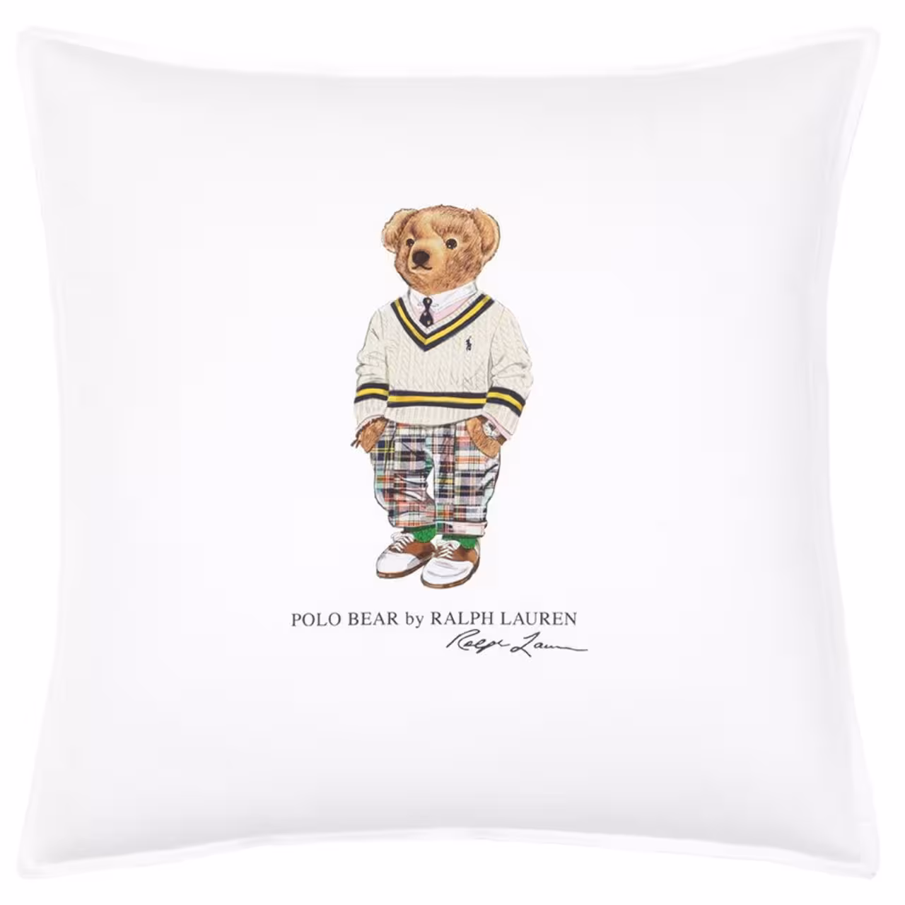 Kissen, Polo-Bär, Ralph Lauren, Weiß, Kissenbezug, Dekokissenbezug Preppy Hampton Bear Vorderseite - Ralph Lauren Home