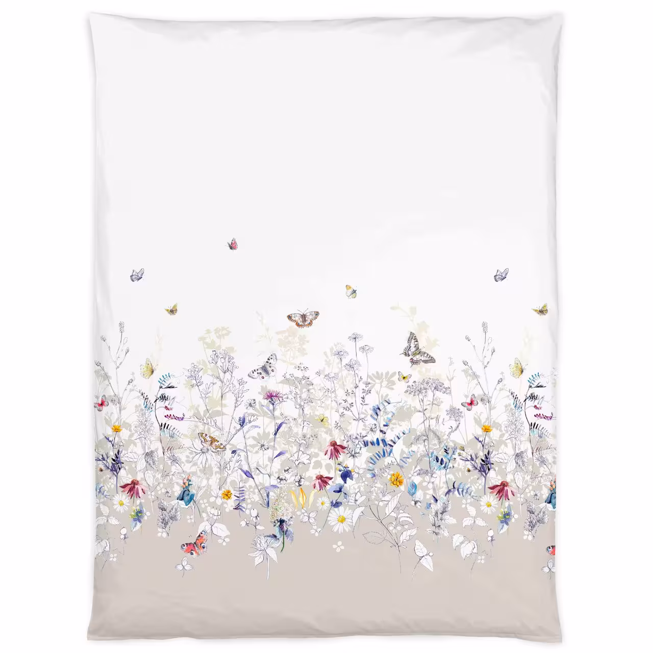 bettlaken, bettwäsche, blumenmuster, randverlauf, butterfly design, Bettwäsche Aviva von Christian Fischbacher - Bettdeckenbezug