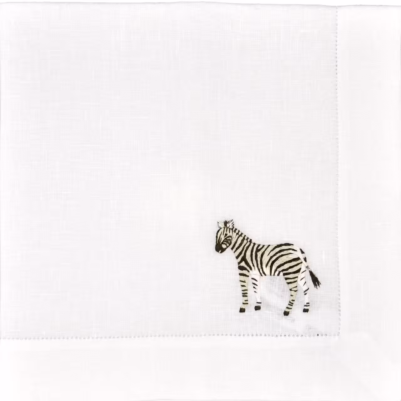 Tischwäsche-Serie Afrika Stickerei auf weiß Zebra Detail