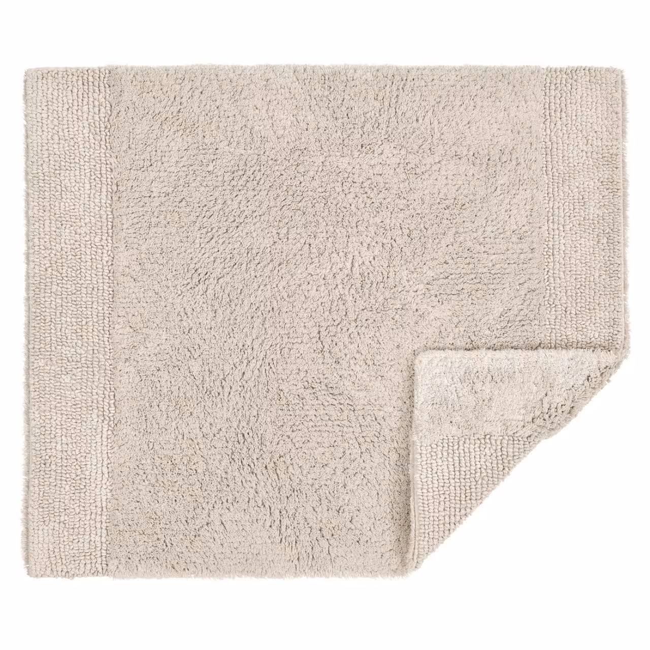 Badematte, Baumwolle, Beige, Flor, Strukturierter Rand, 