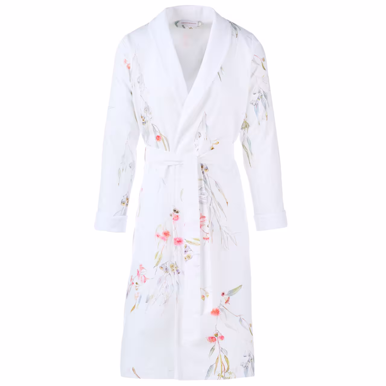 Kimono, Bathrobe, Floral pattern, White, Belted, 
