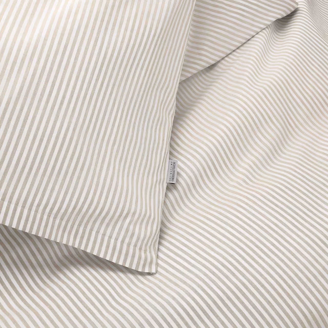 Bettwäsche Bari beige und weiß gestreift Detailbild