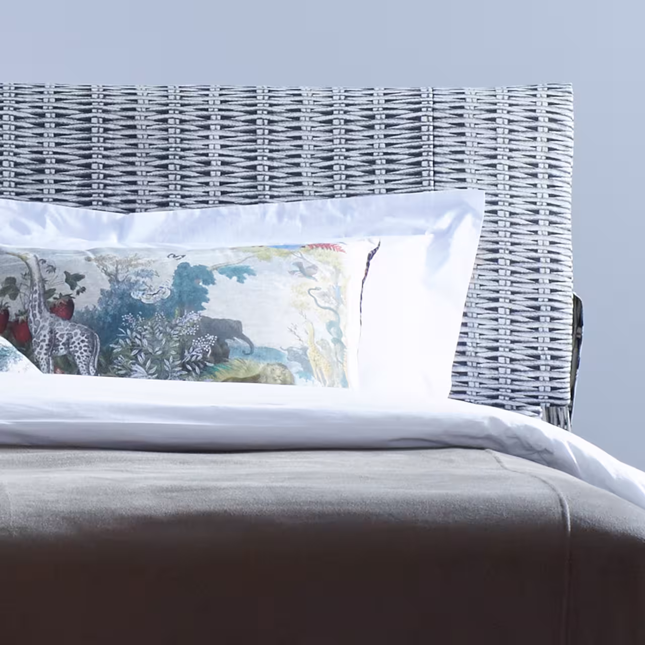 Bettenkopfteil Origins Rattanoptik grau Detailbild