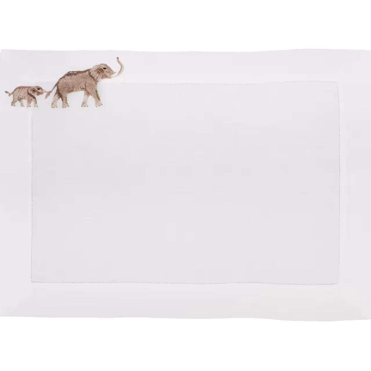 Tischwäsche-Serie Afrika Stickerei auf weiß Elefanten 