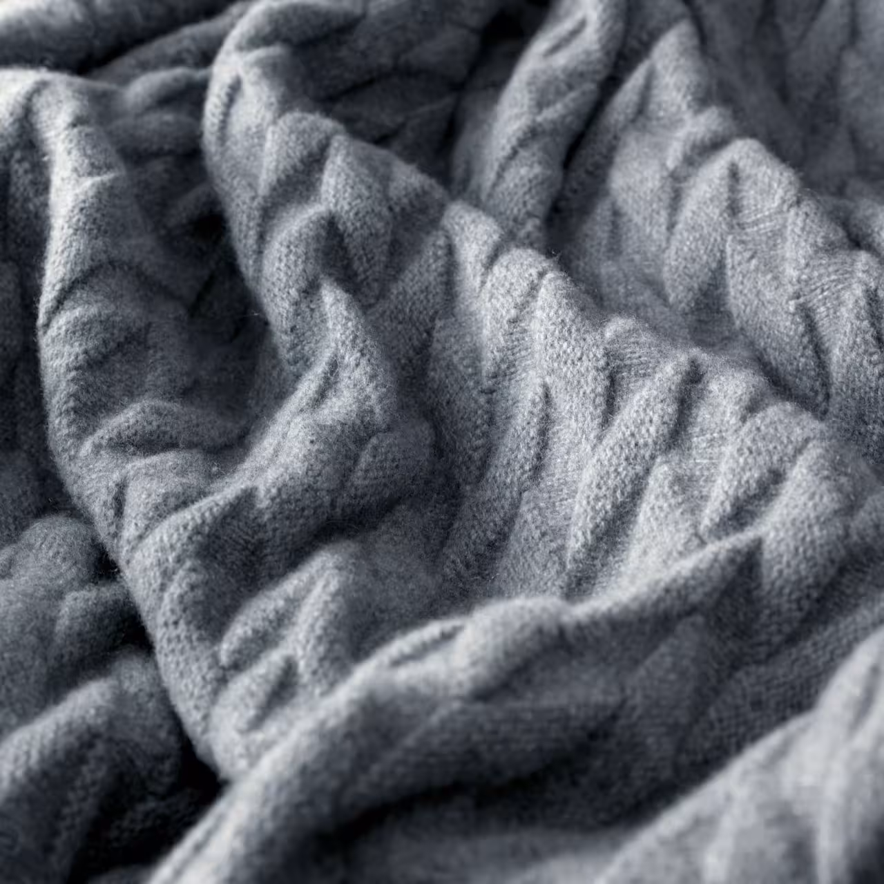 Kuscheldecke, Fleece, Grau, Wärmekomfort, Strickmuster, 