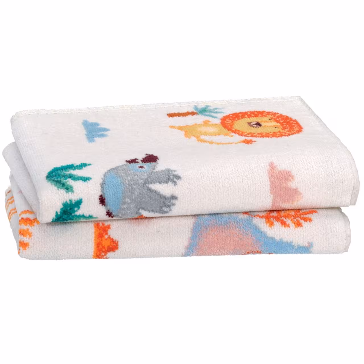 Chenilleserie Wild Safari creme mit bunten Tiermotiven  gefaltet